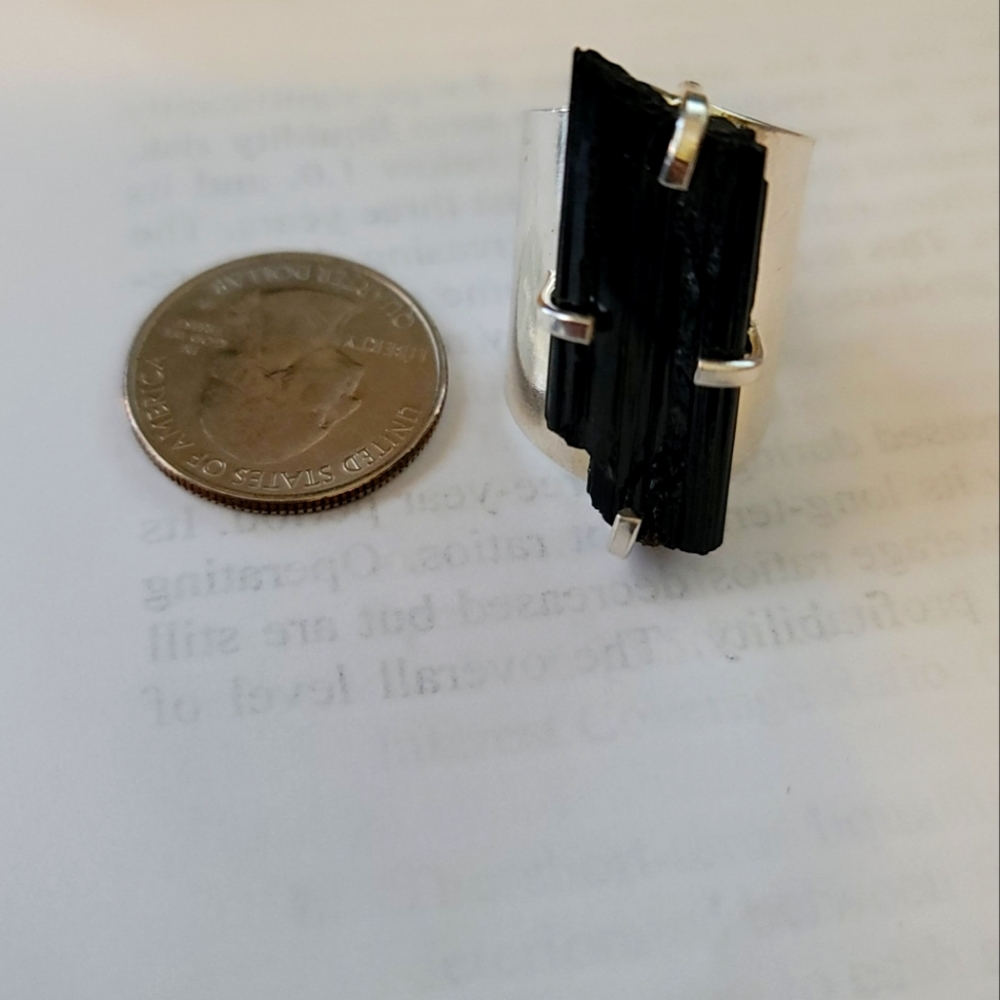Black Tourmaline Cuff Style Ring